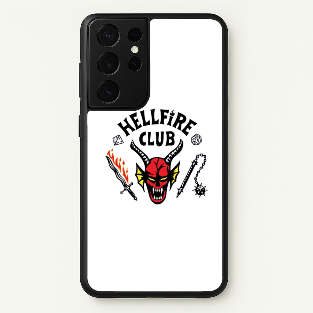 Hellfire Logo - White - Stranger Things Phone Case for Galaxy S21 Ultra