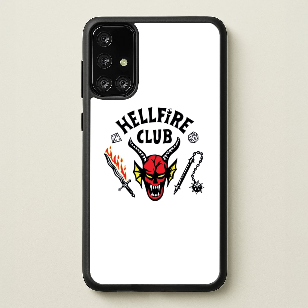 Hellfire Logo - White - Stranger Things Phone Case for Galaxy A71