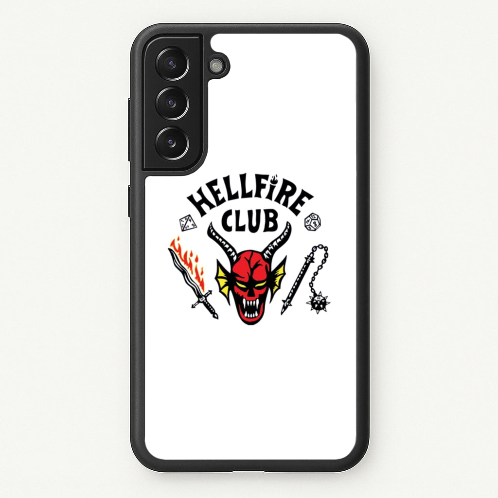 Hellfire Logo - White - Stranger Things Phone Case for Galaxy S21 Plus