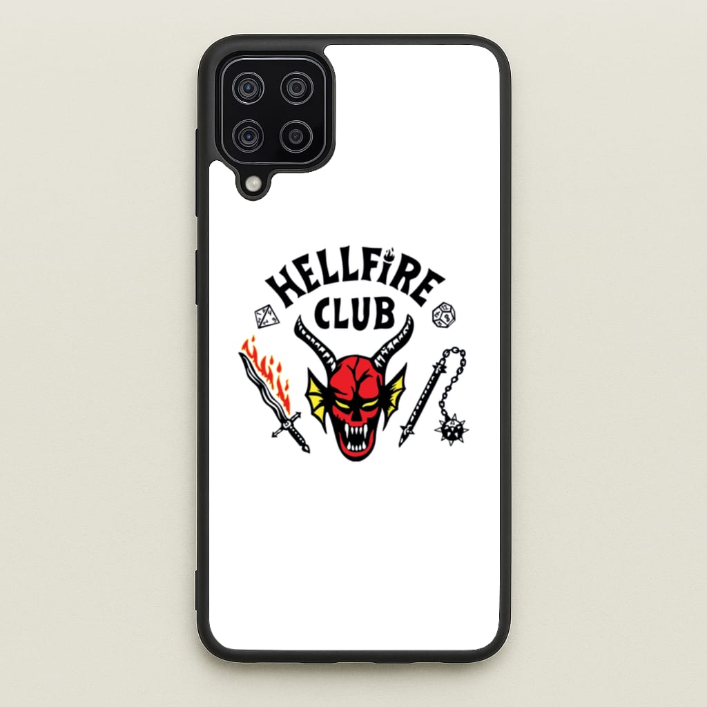Hellfire Logo - White - Stranger Things Phone Case for Galaxy A12