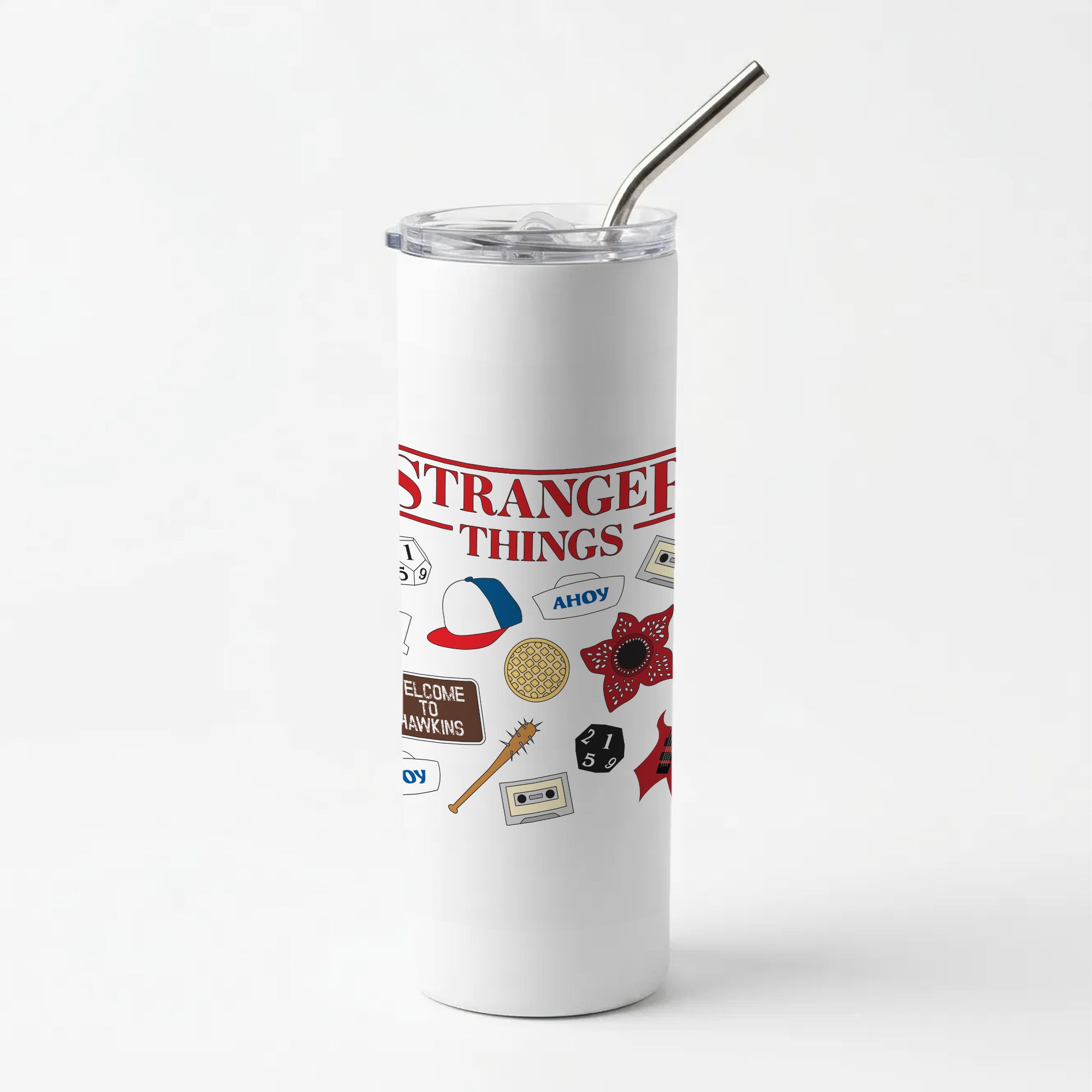 Stranger Things Cartoon Icons Skinny Tumbler