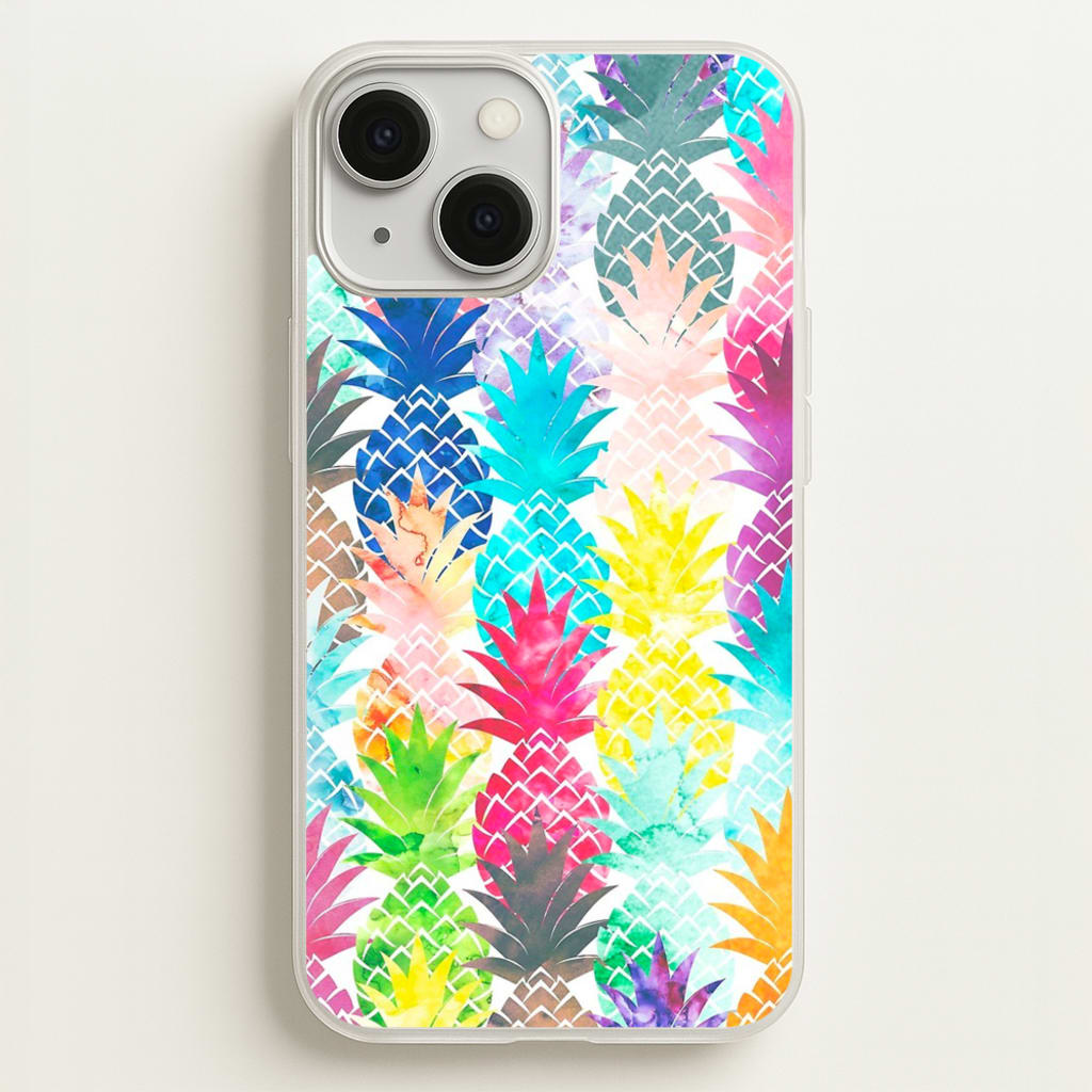 Watercolour Pineapple Pattern - Pineapple Phone Case for iPhone 13 Mini