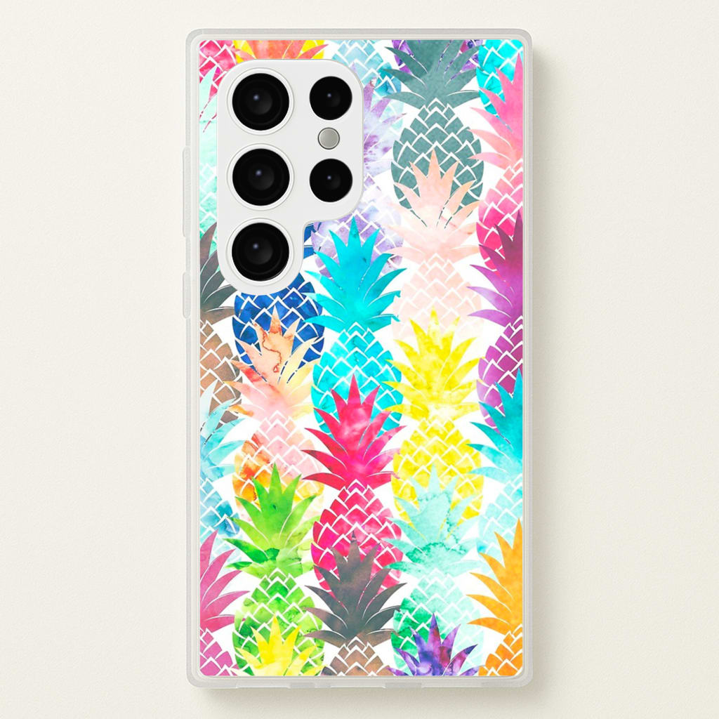 Watercolour Pineapple Pattern - Pineapple Phone Case for Galaxy S24 Ultra