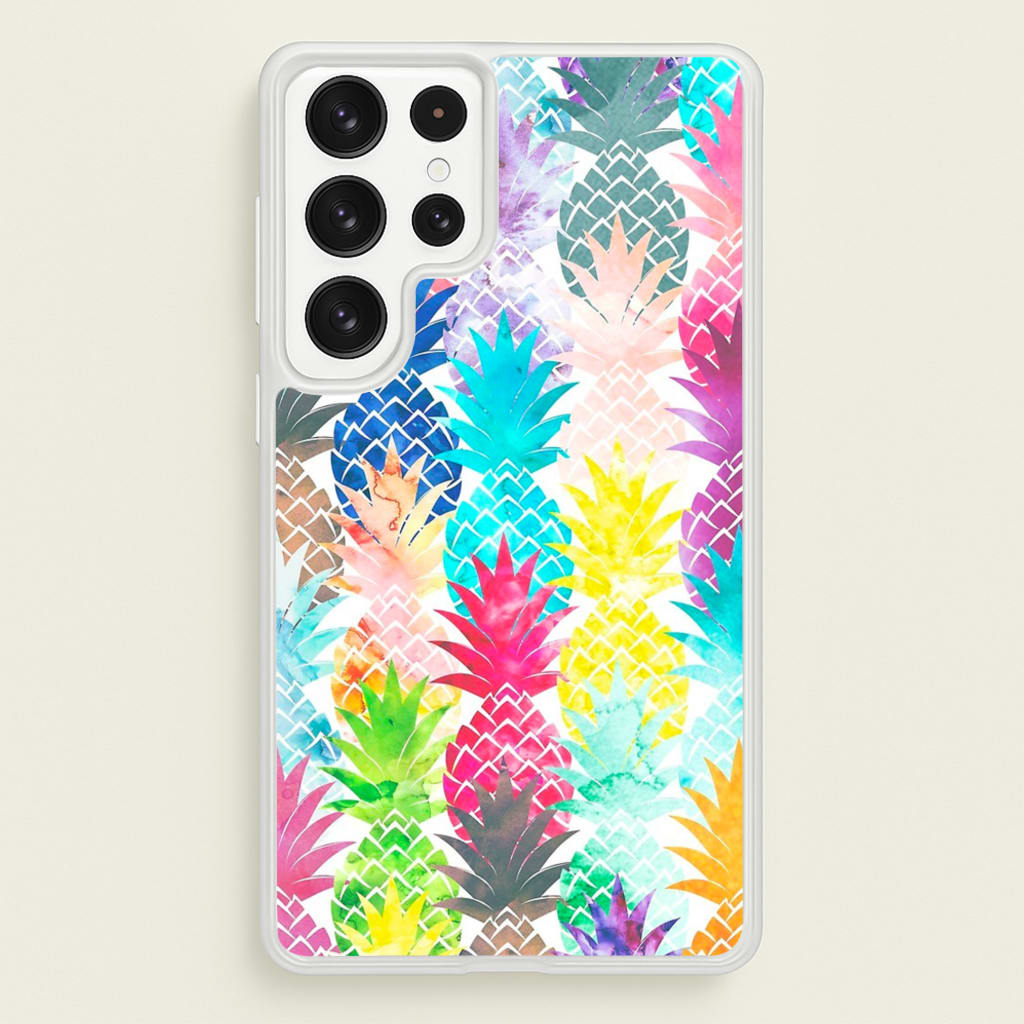 Watercolour Pineapple Pattern - Pineapple Phone Case for Galaxy S22 Ultra