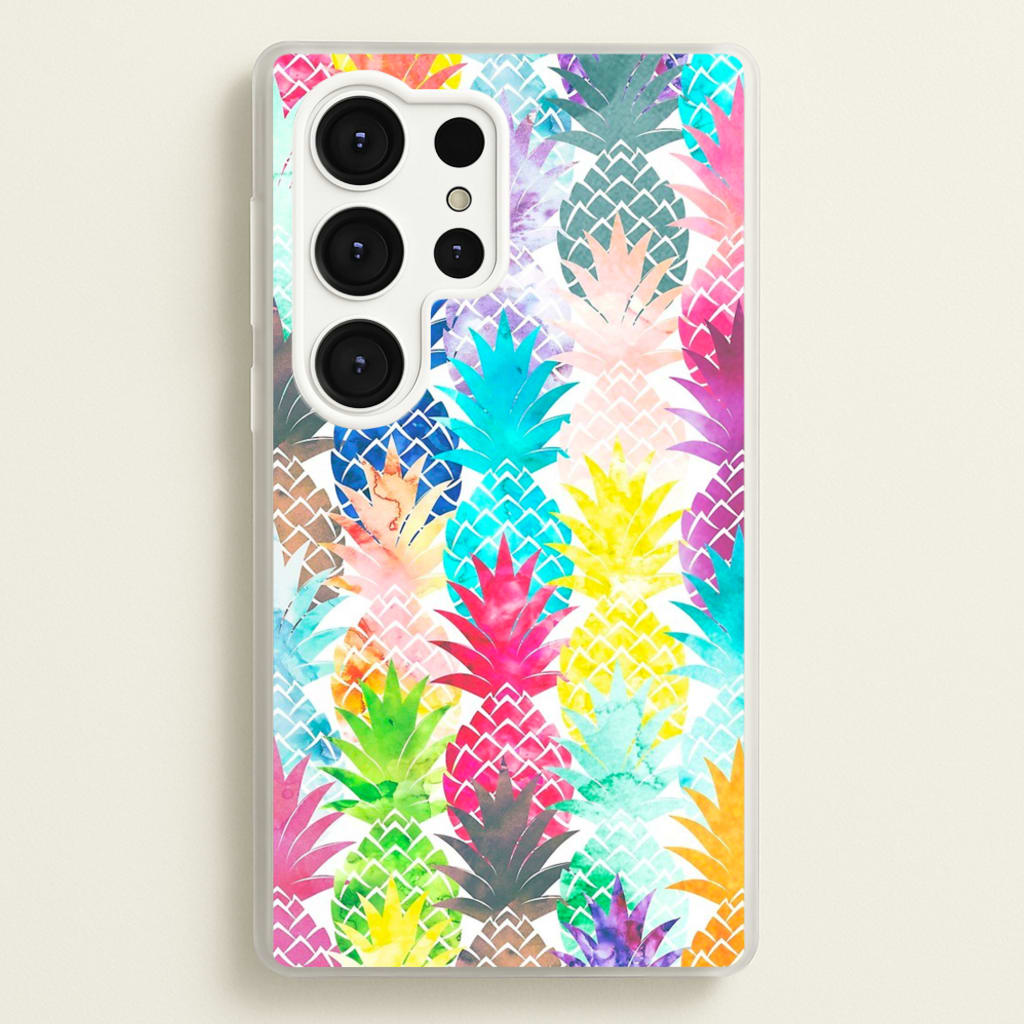 Watercolour Pineapple Pattern - Pineapple Phone Case for Galaxy S25 Ultra