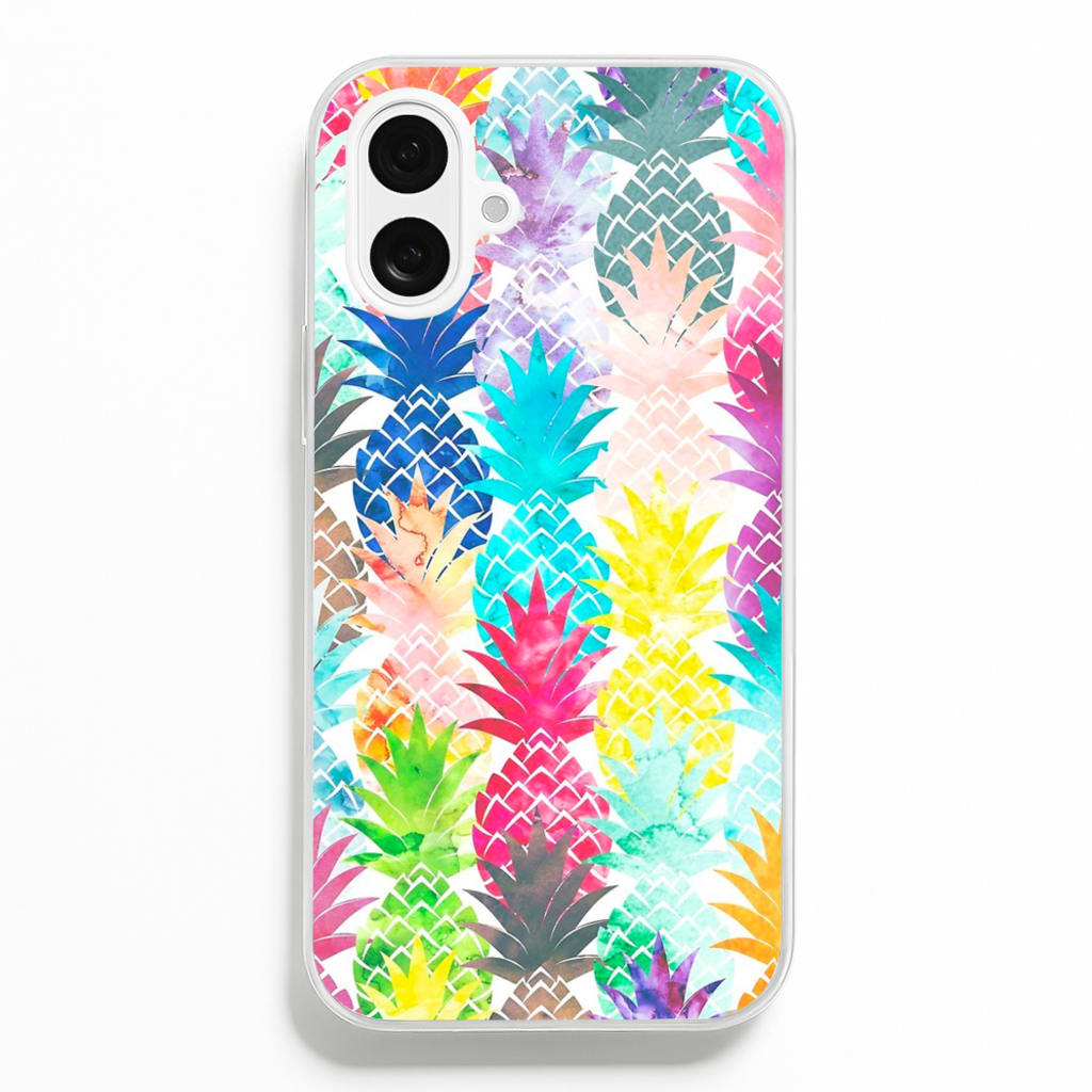 Watercolour Pineapple Pattern - Pineapple Phone Case for iPhone 16 Plus