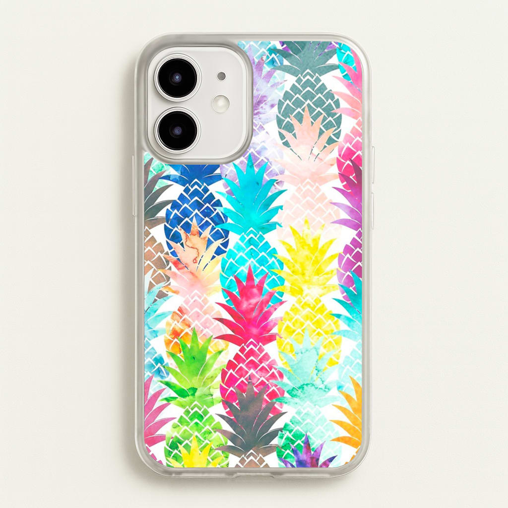 Watercolour Pineapple Pattern - Pineapple Phone Case for iPhone 12 / 12 Pro