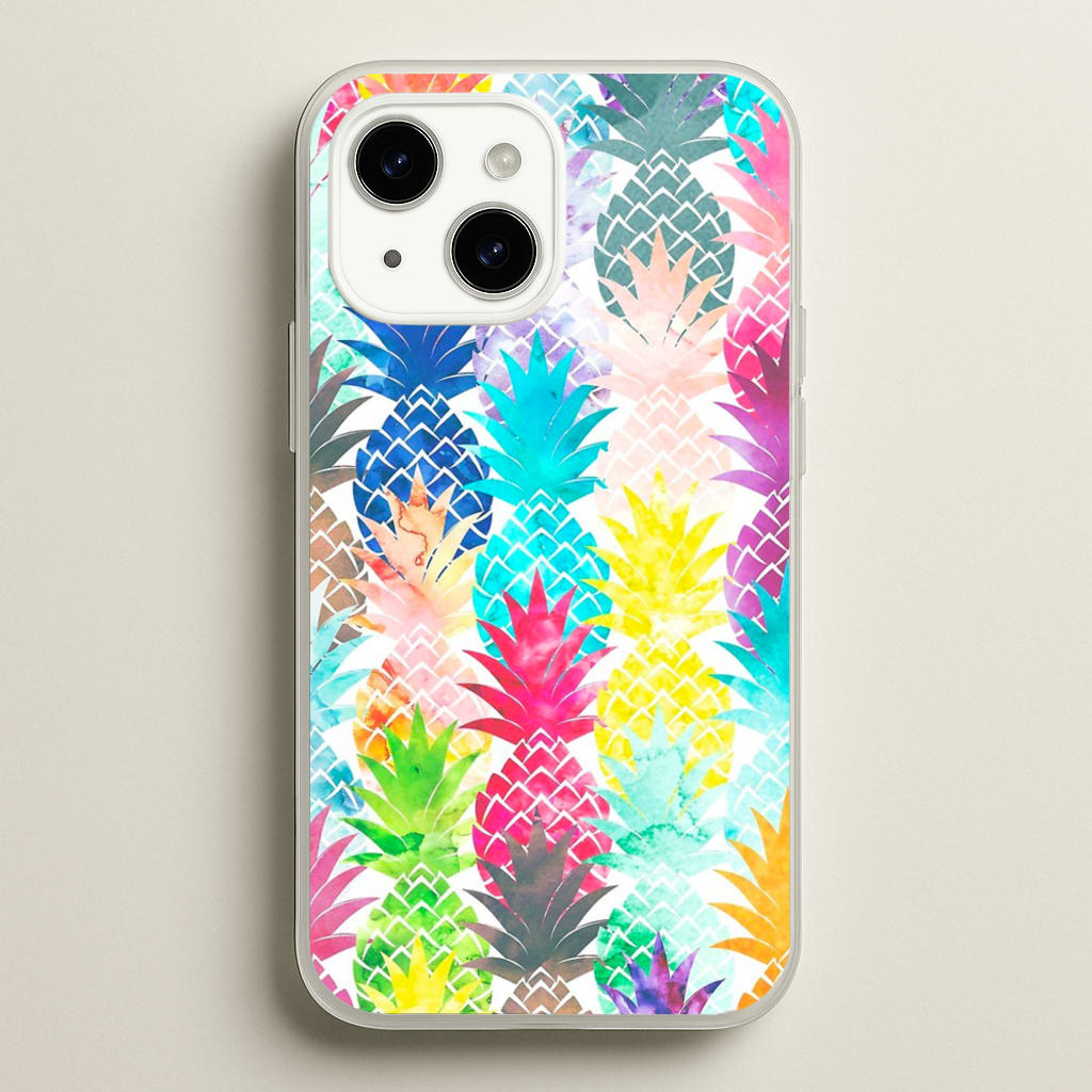 Watercolour Pineapple Pattern - Pineapple Phone Case for iPhone 15 Plus