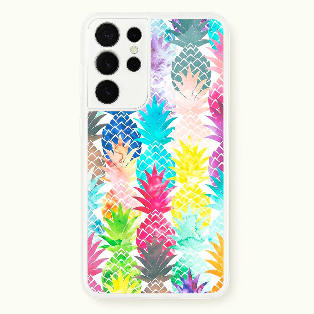 Watercolour Pineapple Pattern - Pineapple Phone Case for Galaxy S21 Ultra