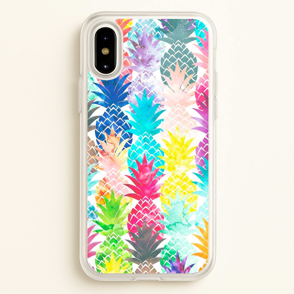 Watercolour Pineapple Pattern - Pineapple Phone Case for iPhone X / XS