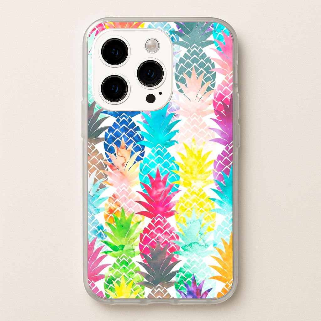 Watercolour Pineapple Pattern - Pineapple Phone Case for iPhone 15 Pro