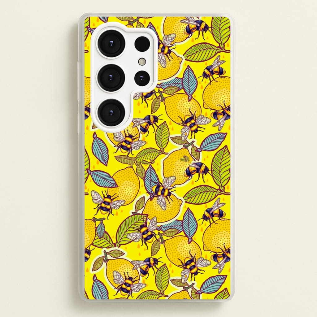 Yellow Lemon and Bee - Floral Phone Case for Galaxy S25 Ultra