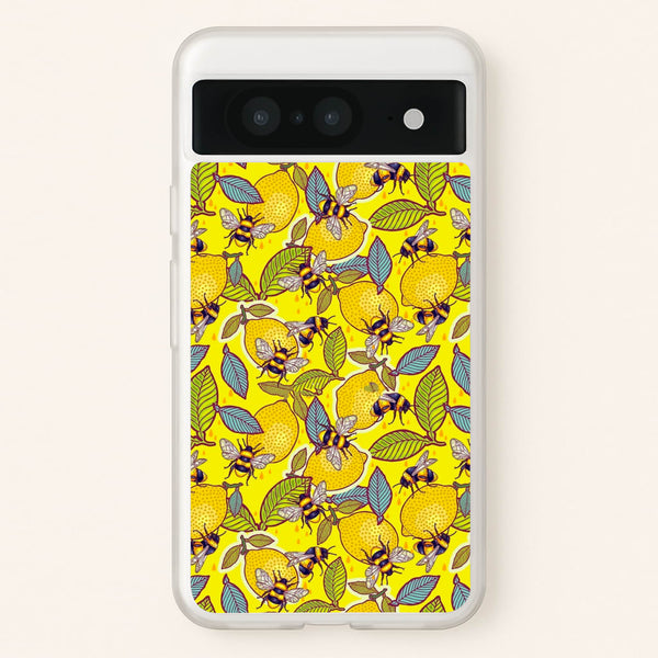 Yellow Lemon and Bee - Floral Phone Case for Google Pixel 8