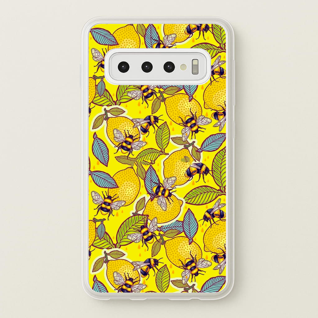 Yellow Lemon and Bee - Floral Phone Case for Galaxy S10