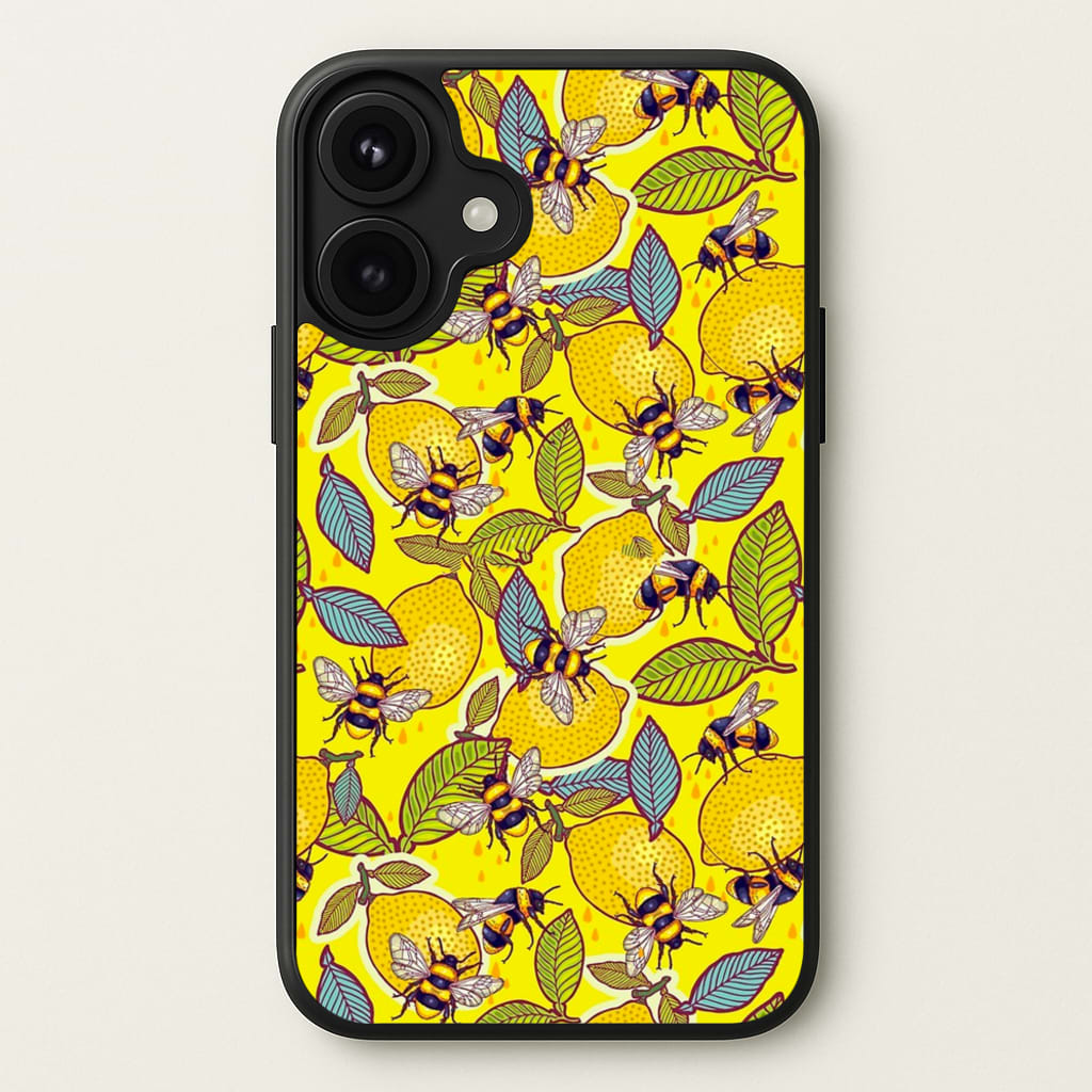 Yellow Lemon and Bee Phone Case for iPhone 17