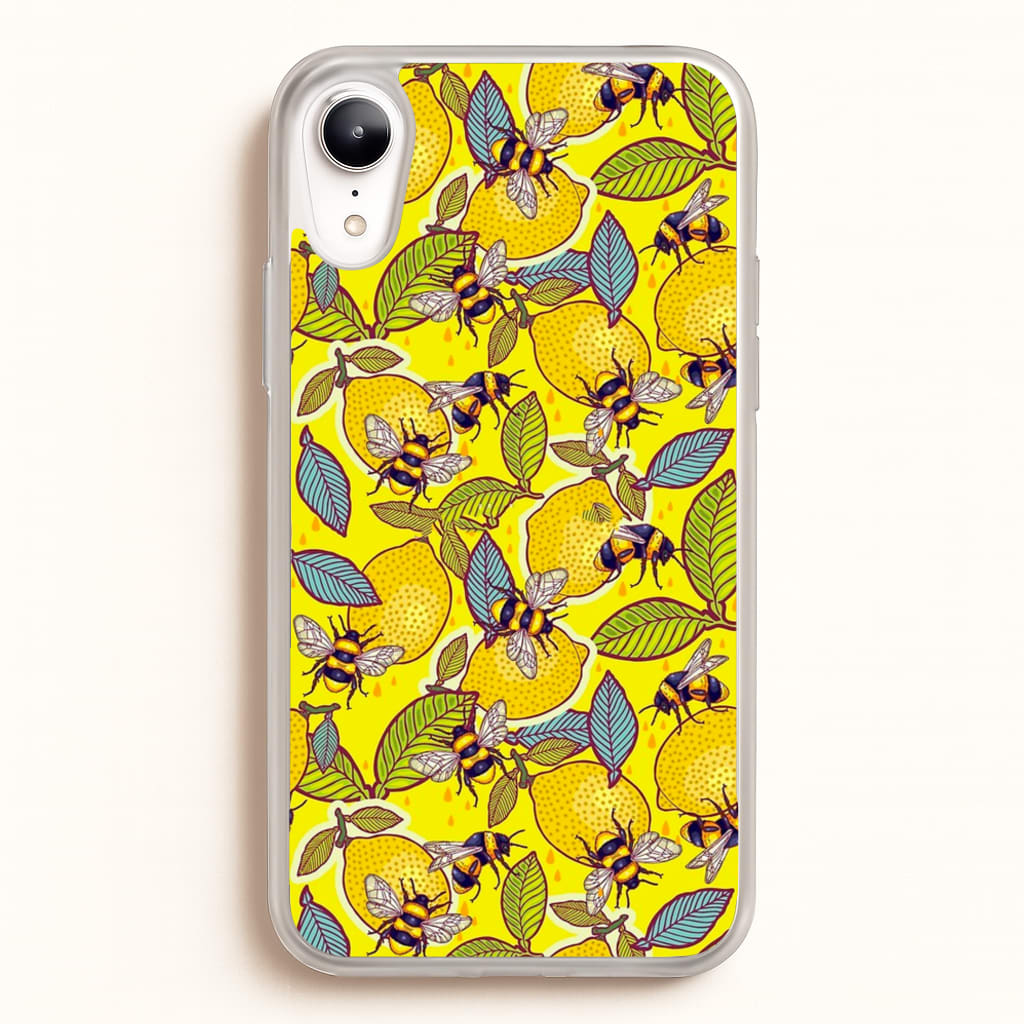 Yellow Lemon and Bee - Floral Phone Case for iPhone XR
