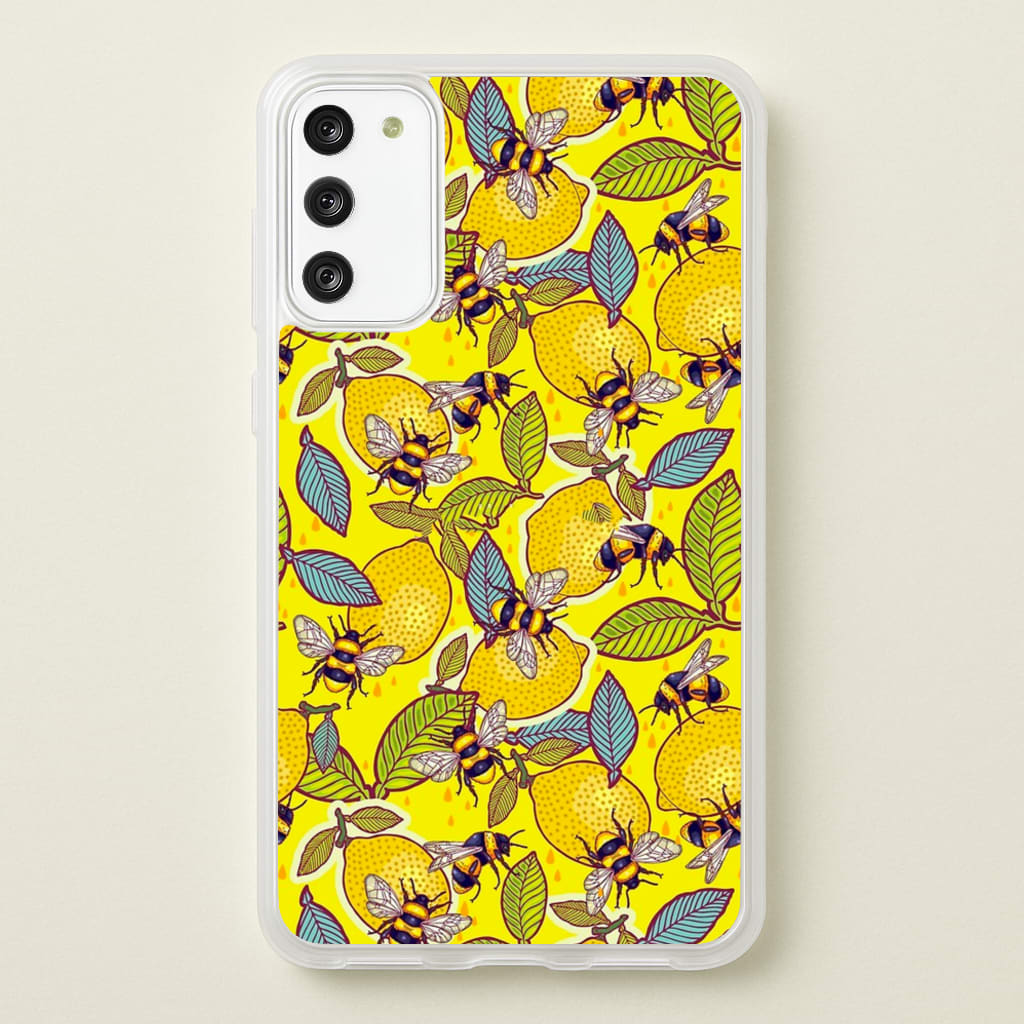 Yellow Lemon and Bee - Floral Phone Case for Galaxy S20FE