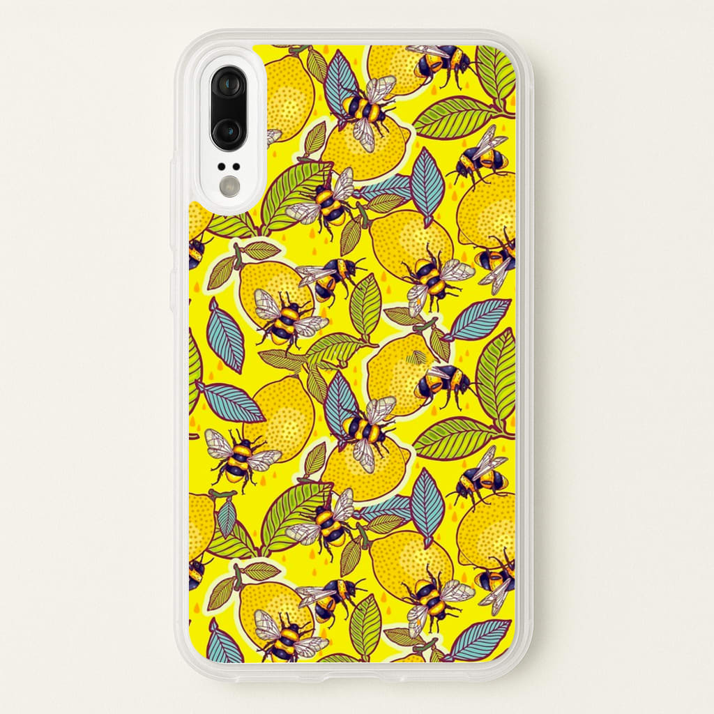 Yellow Lemon and Bee - Floral Phone Case for Huawei P20