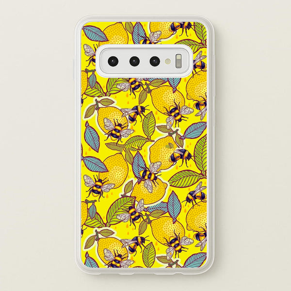 Yellow Lemon and Bee - Floral Phone Case for Galaxy S10 Plus