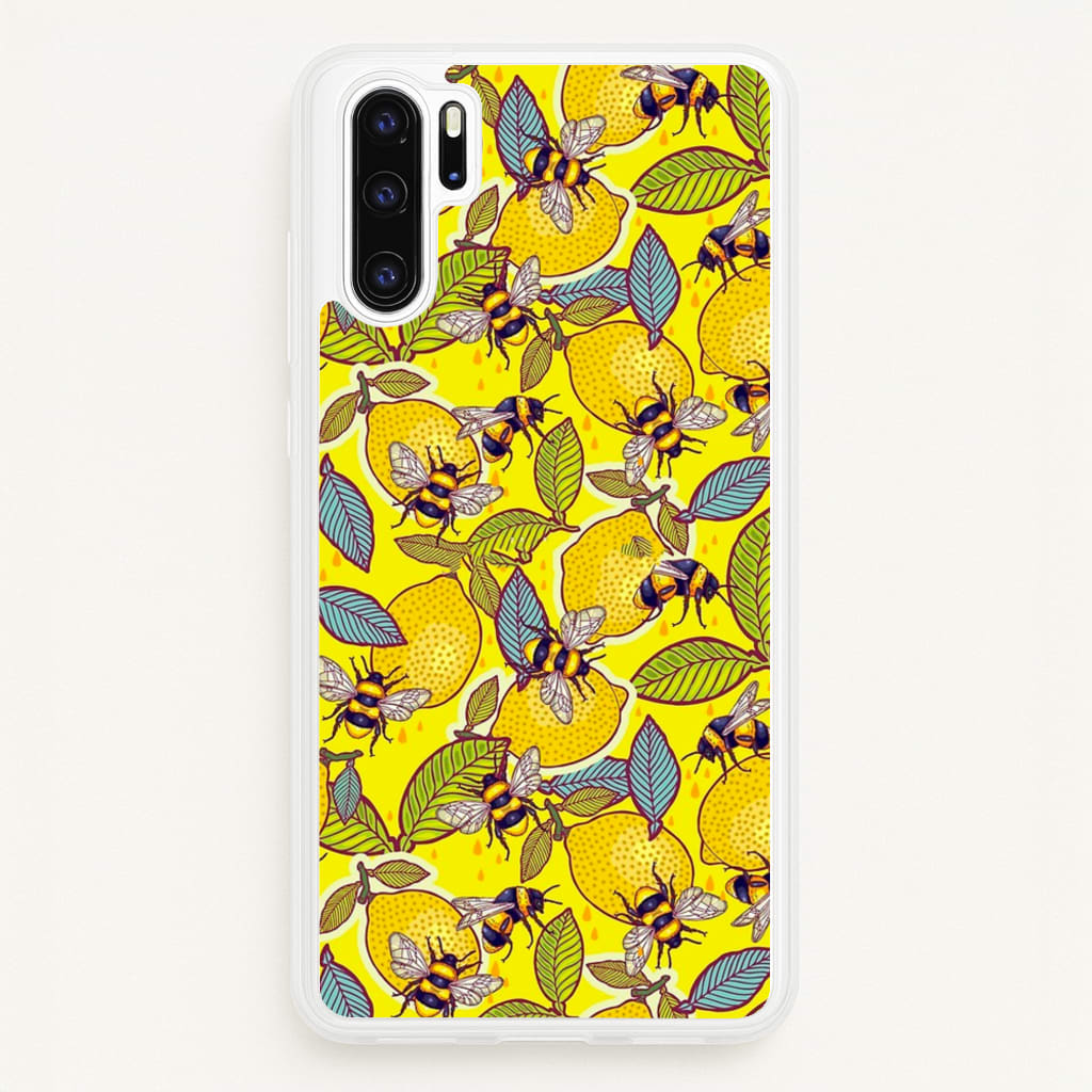 Yellow Lemon and Bee - Floral Phone Case for Huawei P30 Pro