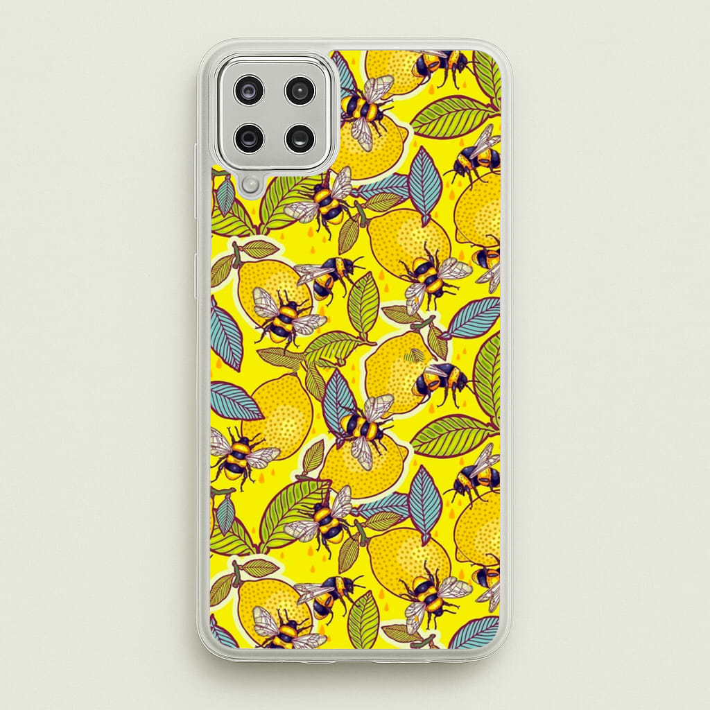 Yellow Lemon and Bee - Floral Phone Case for Galaxy A12