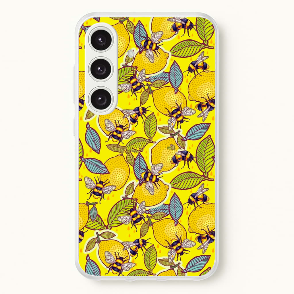 Yellow Lemon and Bee - Floral Phone Case for Galaxy S24FE