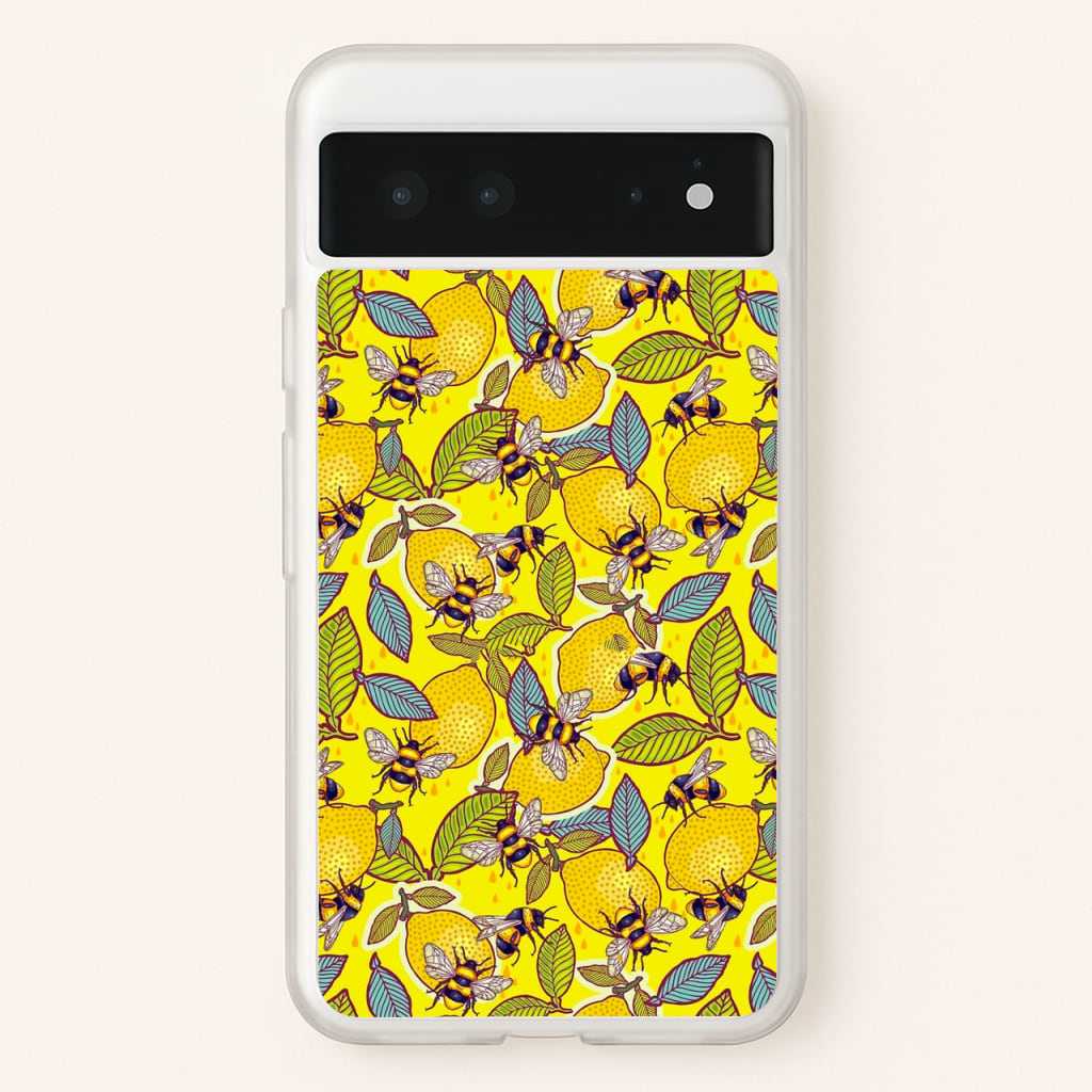 Yellow Lemon and Bee - Floral Phone Case for Google Pixel 6
