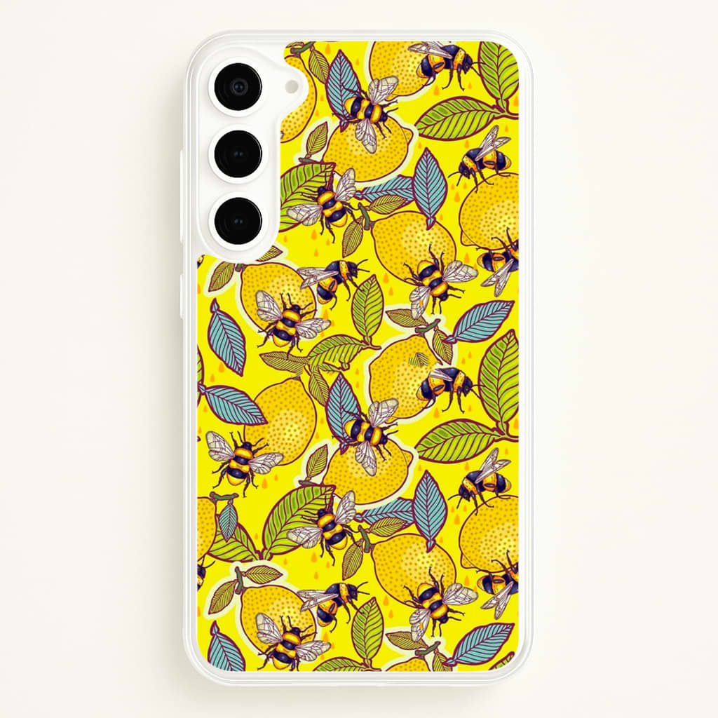 Yellow Lemon and Bee - Floral Phone Case for Galaxy S23