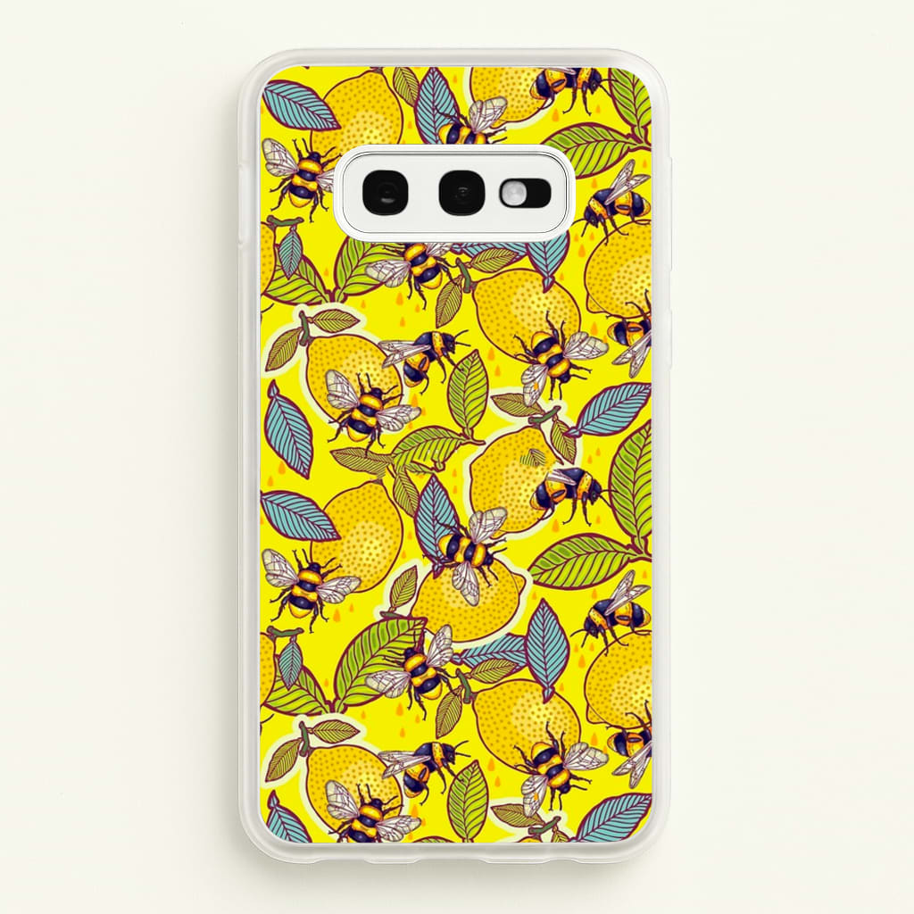 Yellow Lemon and Bee - Floral Phone Case for Galaxy S10e