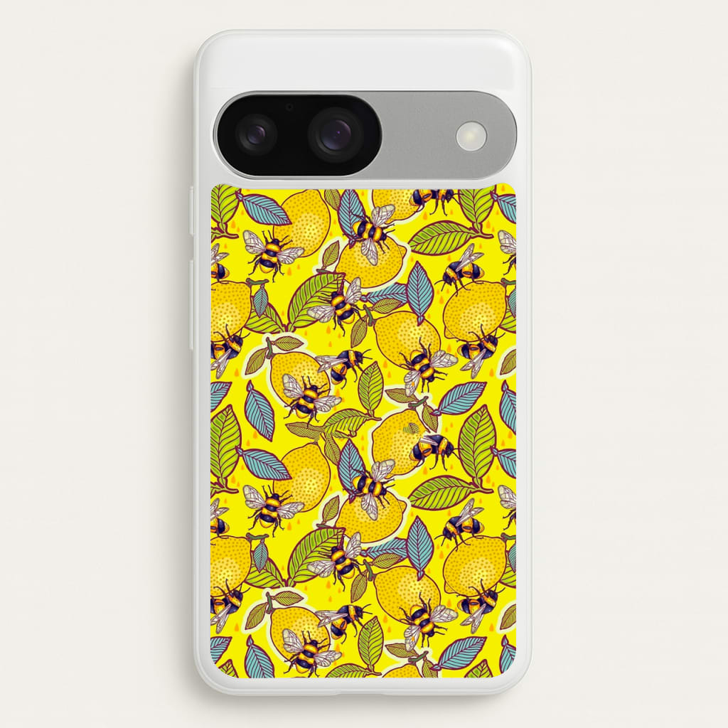 Yellow Lemon and Bee - Floral Phone Case for Google Pixel 9 / 9 Pro