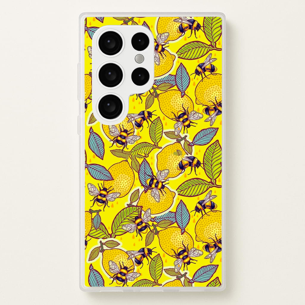 Yellow Lemon and Bee - Floral Phone Case for Galaxy S24 Ultra