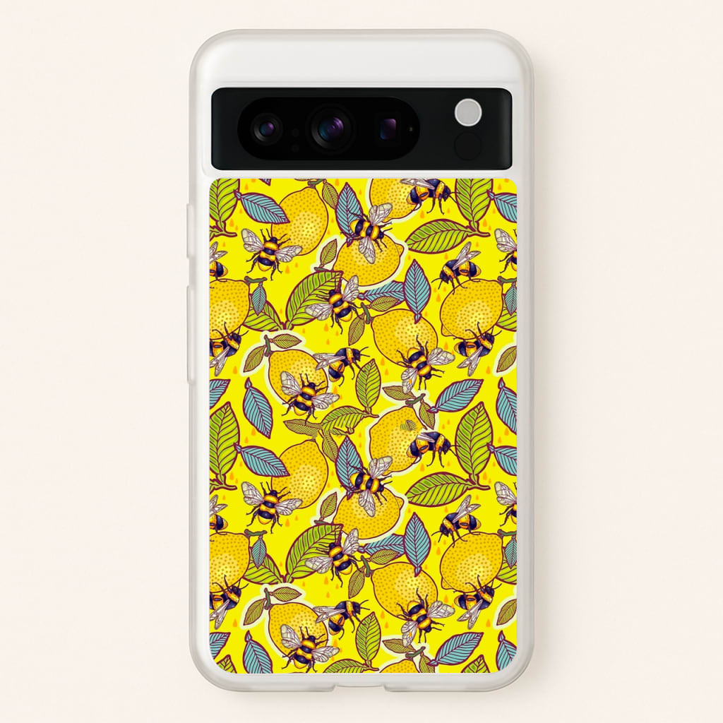 Yellow Lemon and Bee - Floral Phone Case for Google Pixel 8 Pro
