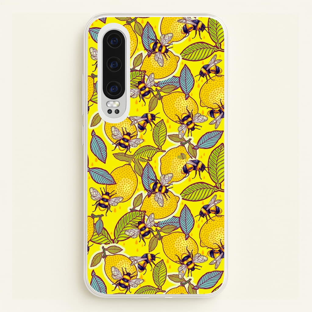 Yellow Lemon and Bee - Floral Phone Case for Huawei P30