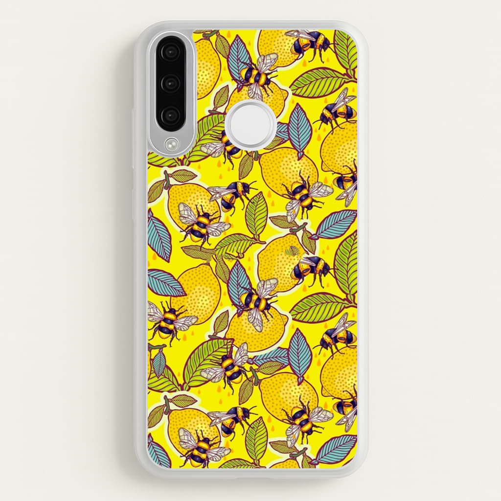 Yellow Lemon and Bee - Floral Phone Case for Huawei P30 Lite