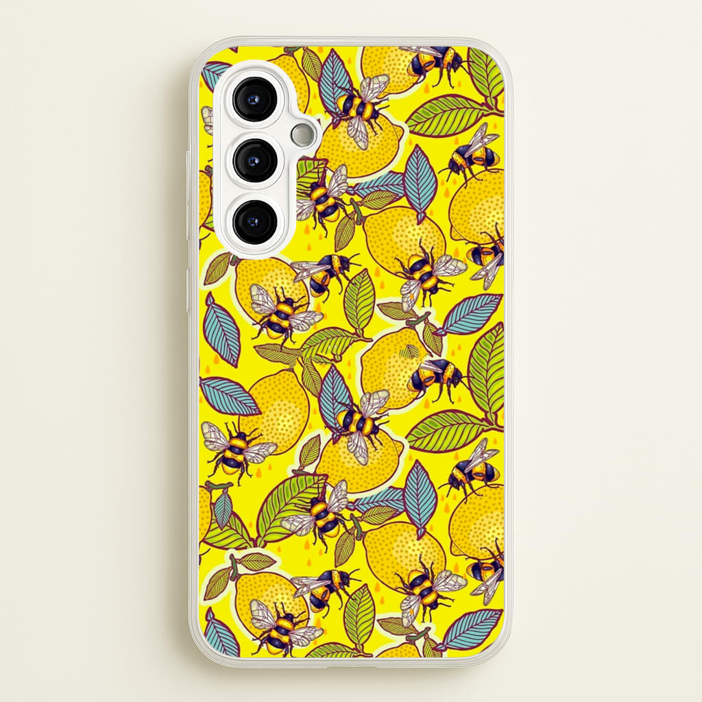Yellow Lemon and Bee - Floral Phone Case for Galaxy A54
