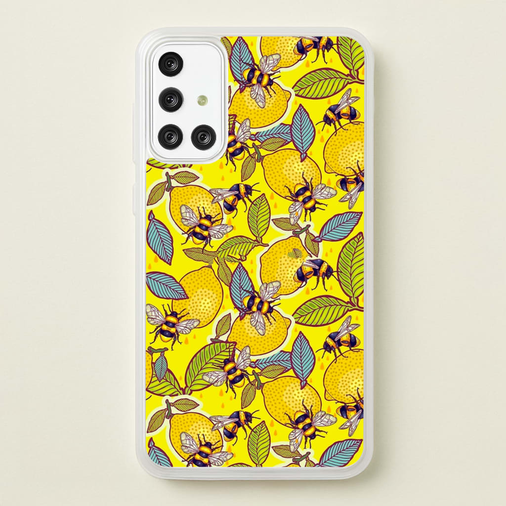 Yellow Lemon and Bee - Floral Phone Case for Galaxy A71