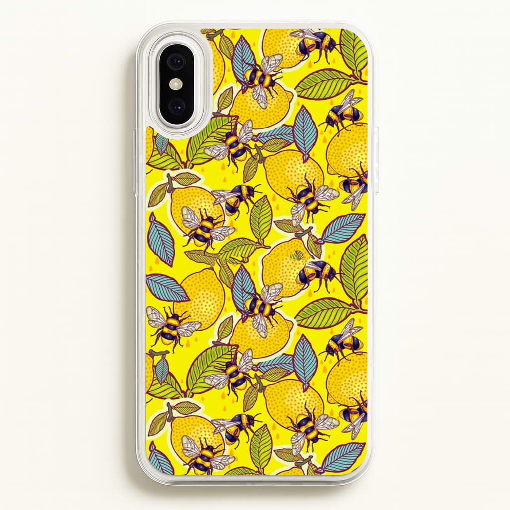 Yellow Lemon and Bee - Floral Phone Case for iPhone XS Max