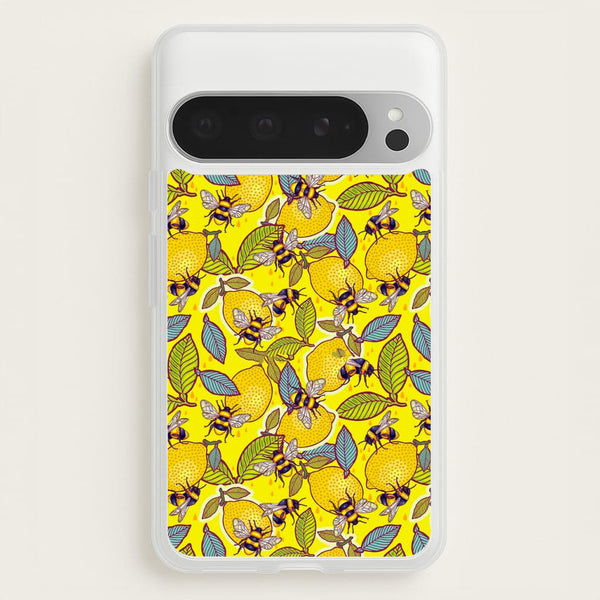 Yellow Lemon and Bee - Floral Phone Case for Google Pixel 9 Pro XL