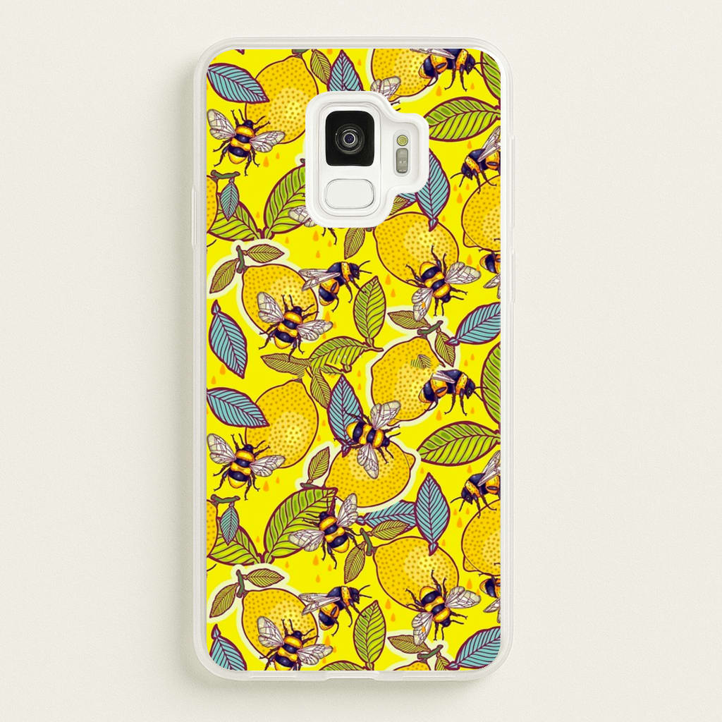 Yellow Lemon and Bee - Floral Phone Case for Galaxy S9