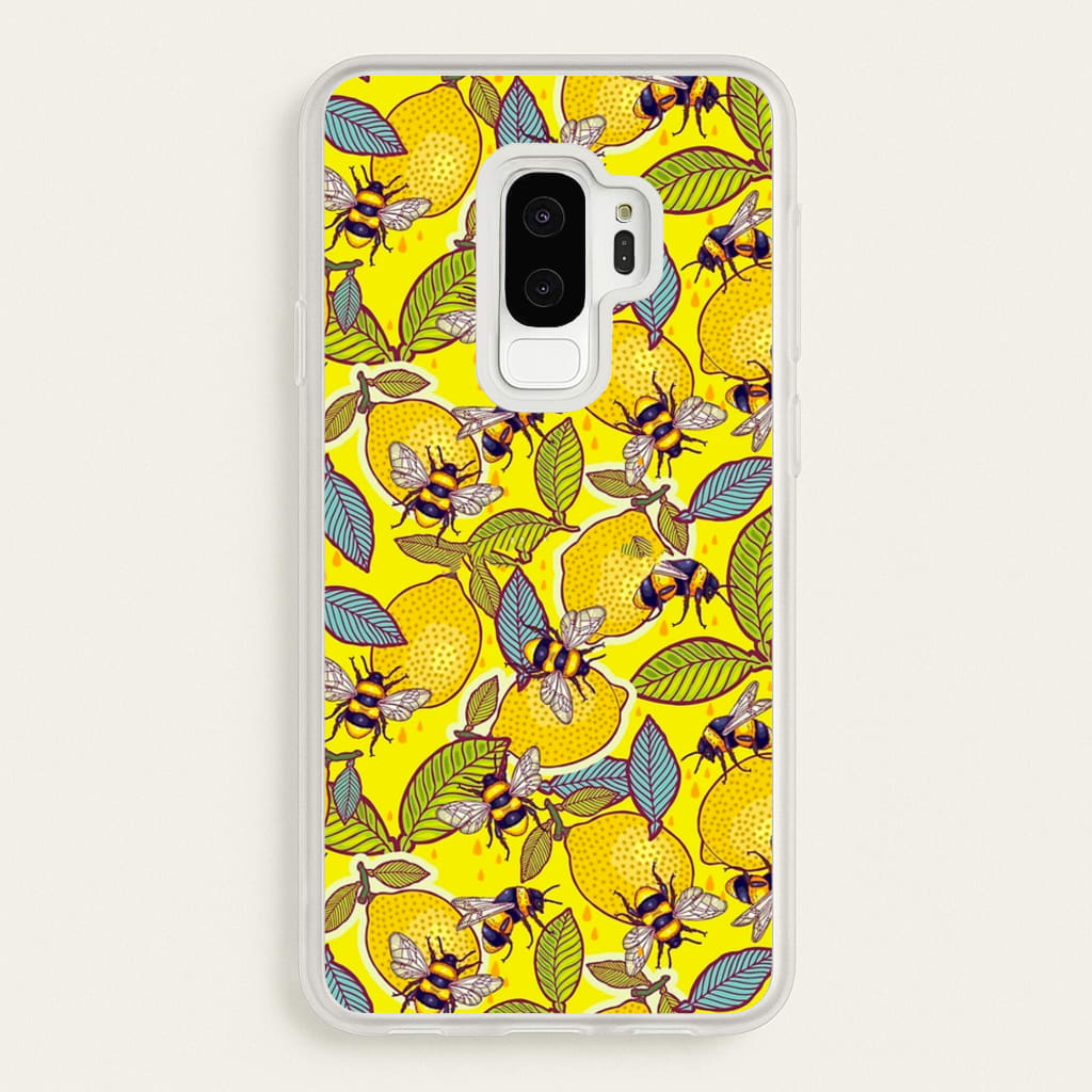 Yellow Lemon and Bee - Floral Phone Case for Galaxy S9 Plus