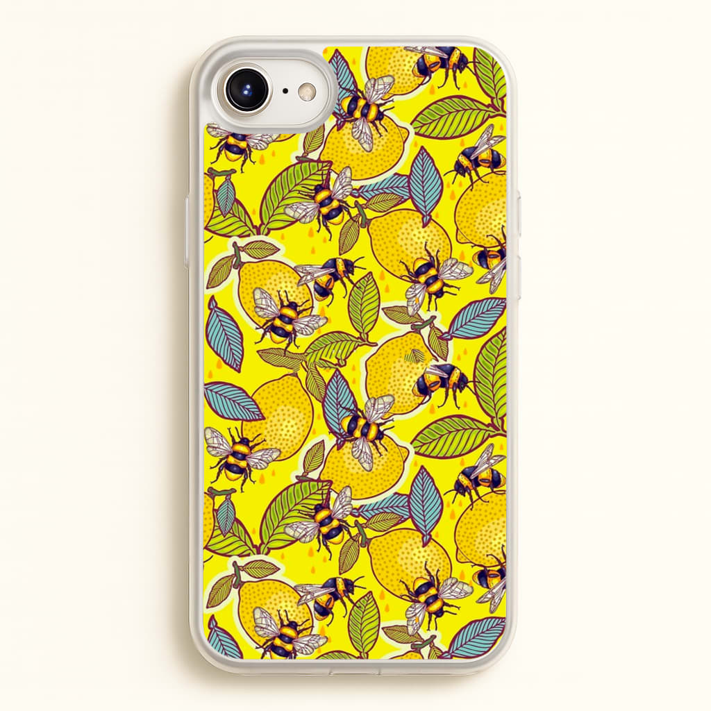 Yellow Lemon and Bee - Floral Phone Case for iPhone 6 Plus / 7 Plus / 8 Plus