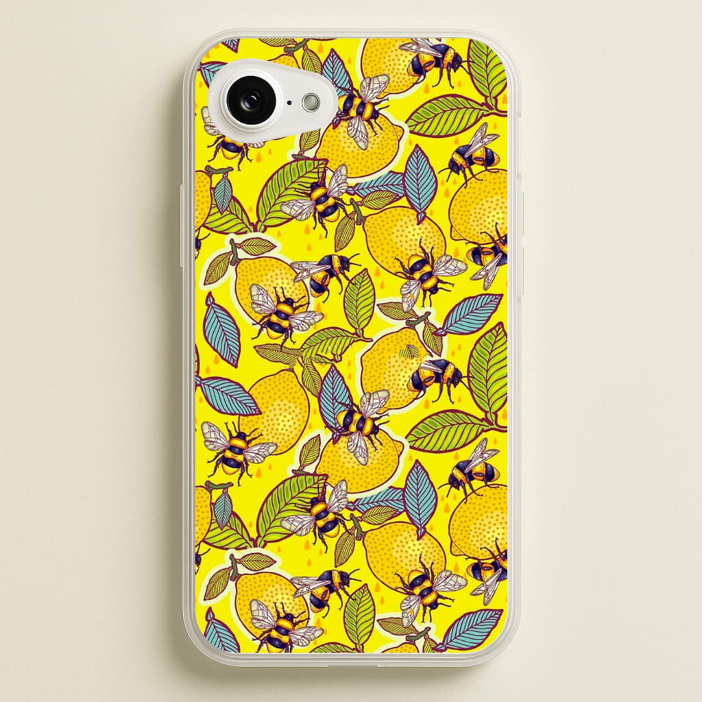 Yellow Lemon and Bee - Floral Phone Case for iPhone 16e