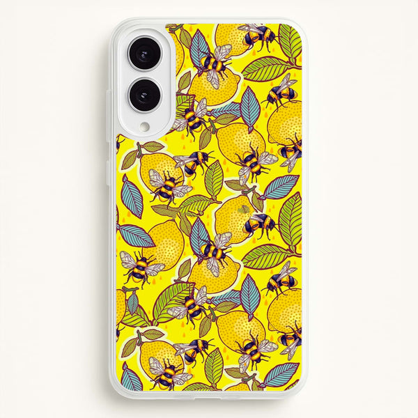 Yellow Lemon and Bee - Floral Phone Case for Galaxy S25 Edge
