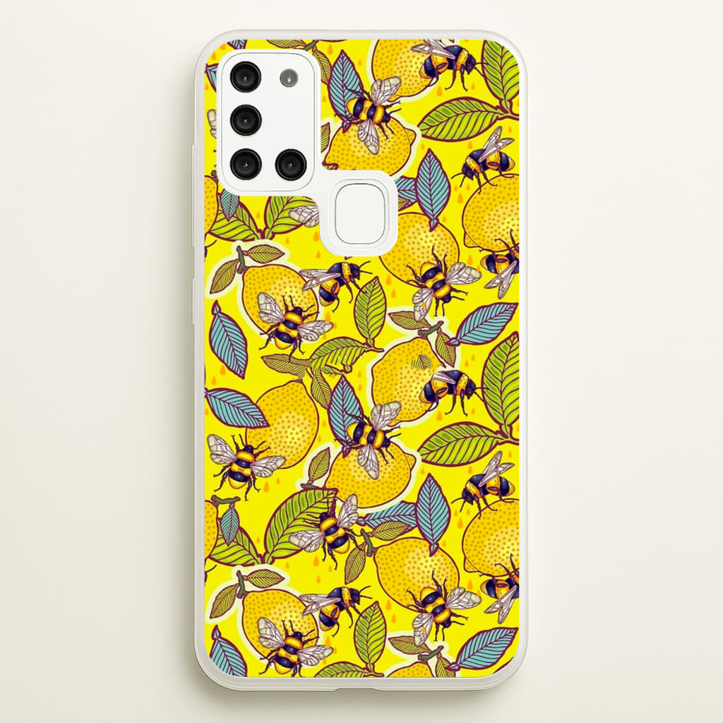 Yellow Lemon and Bee - Floral Phone Case for Galaxy A21s