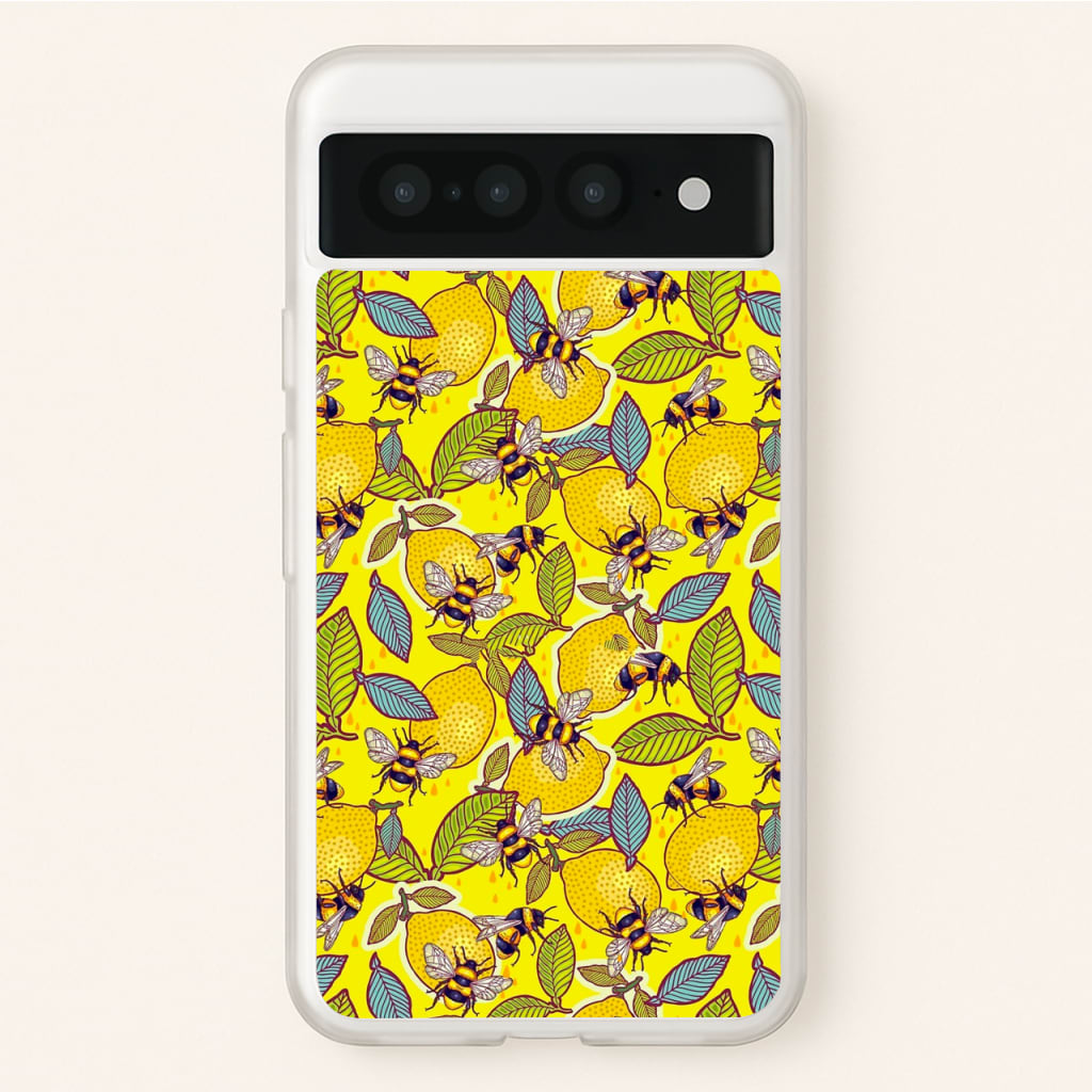 Yellow Lemon and Bee - Floral Phone Case for Google Pixel 7 Pro