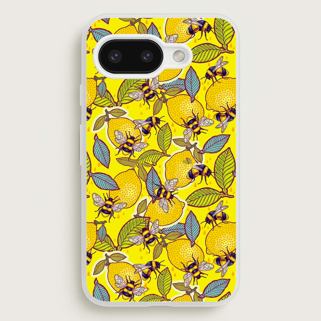 Yellow Lemon and Bee - Floral Phone Case for Google Pixel 9a
