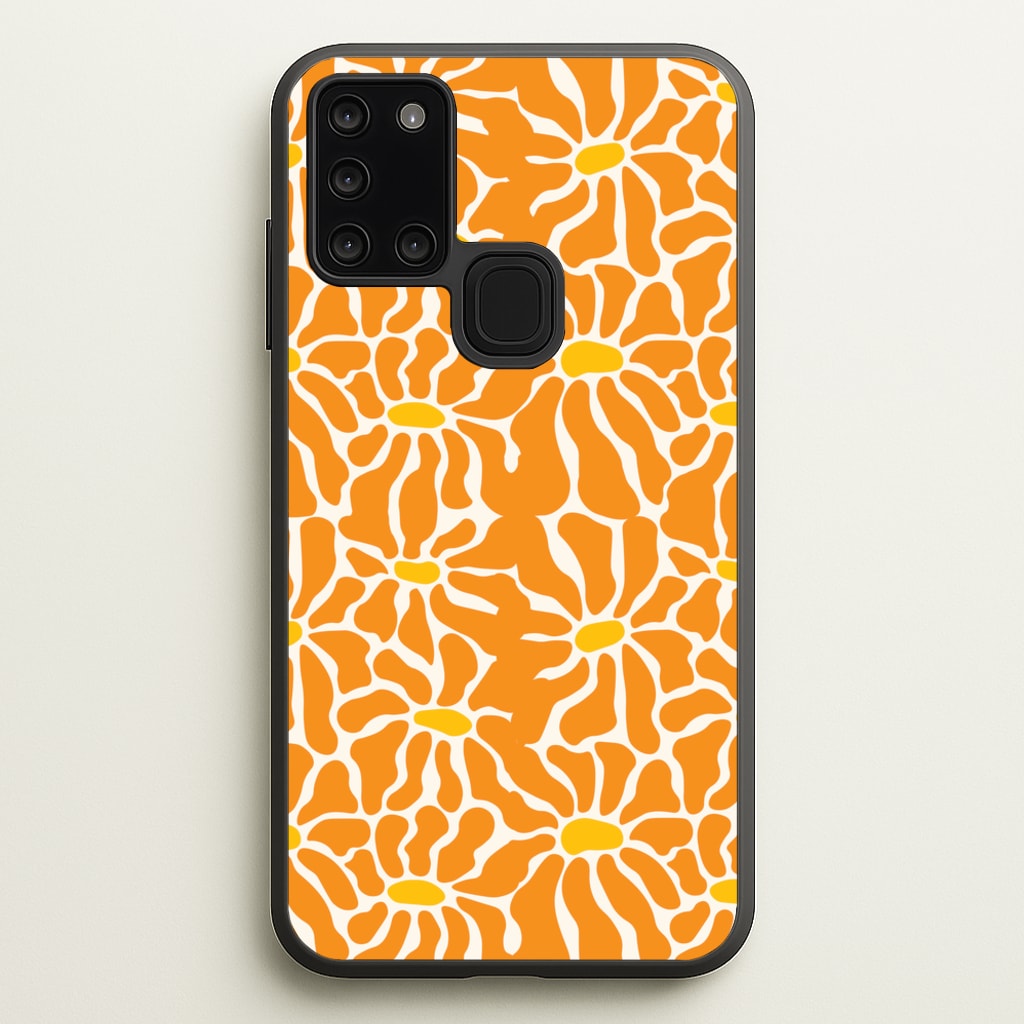 Orange Flowers - Summer - Summer Phone Case for Galaxy A21s