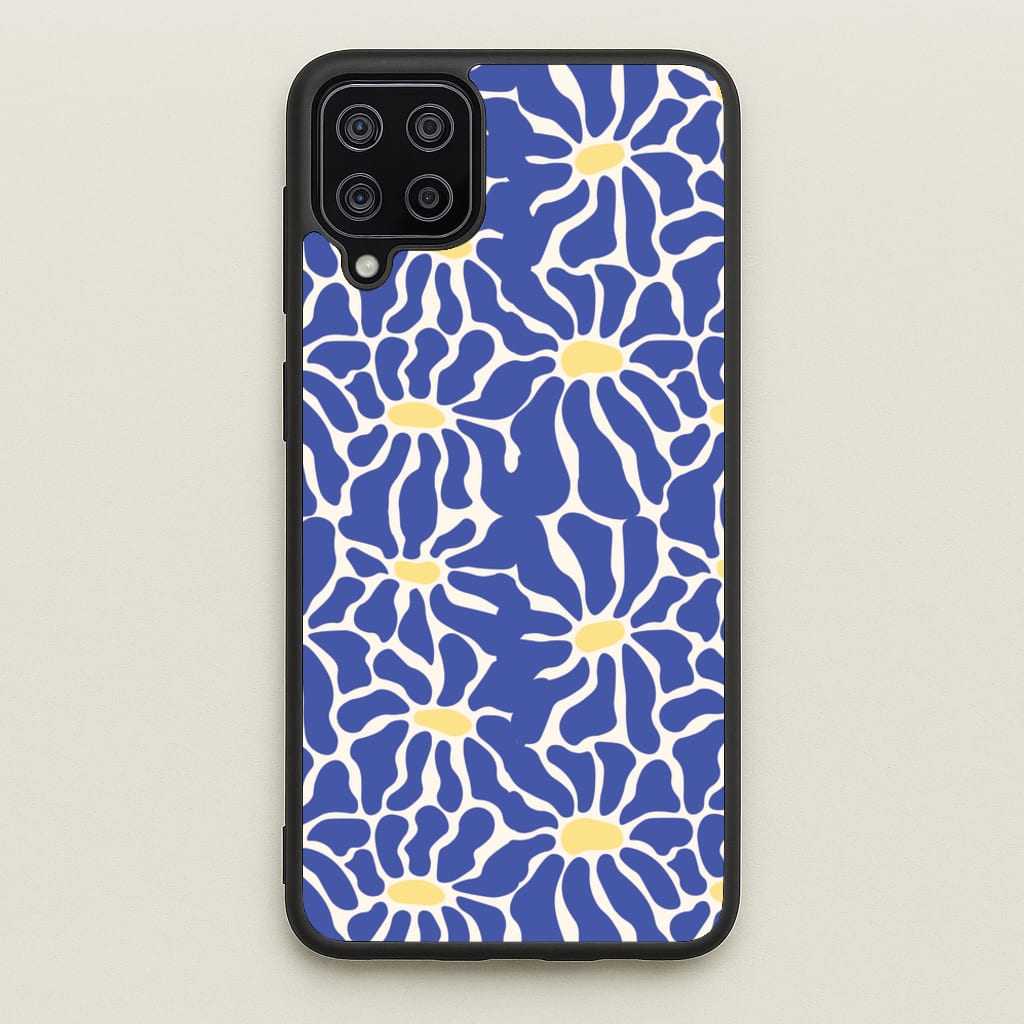 Dark Blue Flowers - Summer - Summer Phone Case for Galaxy A12