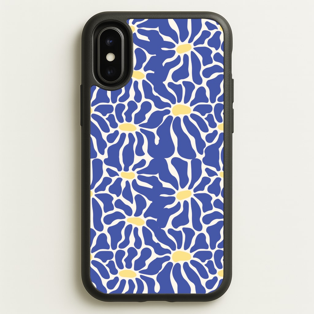 Dark Blue Flowers - Summer - Summer Phone Case for iPhone X / XS