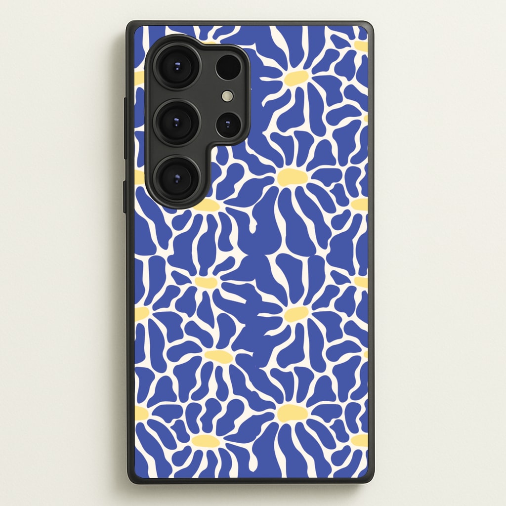 Dark Blue Flowers - Summer - Summer Phone Case for Galaxy S25 Ultra